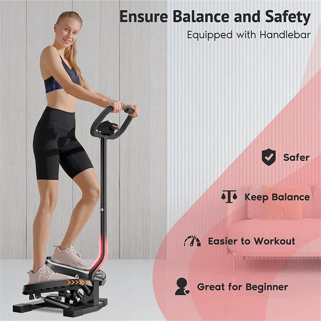 Stair Stepper with Resistance Band and Vertical Climber Exercise Machine for Home, More Than 300lbs Weight Capacity